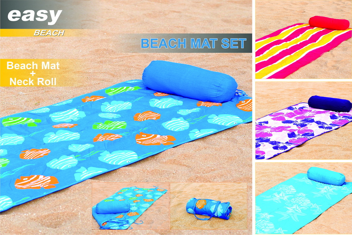 RollUp Reversible Beach Mat with Neck Pillow Family Pack of 4
