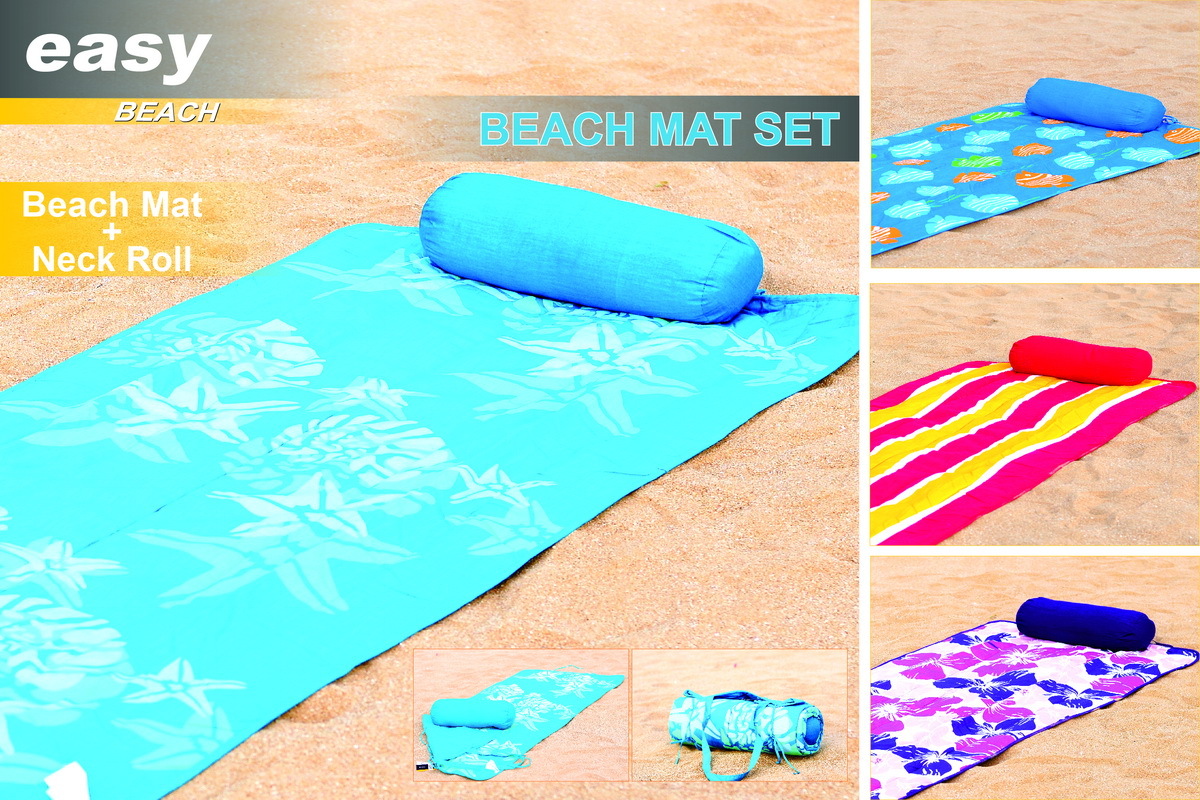 RollUp Reversible Beach Mat with Neck Pillow Family Pack of 4