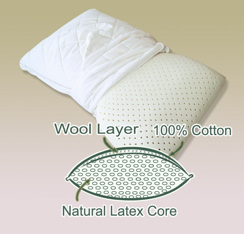 Optional Latex Foam Pillow Contoured/Standard/Queen Standard Protector/Case 