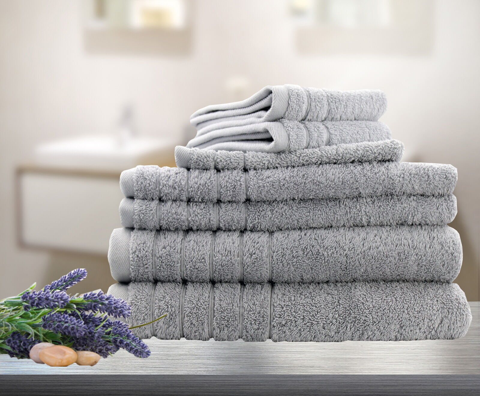 6 Pieces Bath Towels Set Latte 620GSM Pure Cotton Spa Quality 