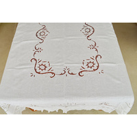 Brand New Large Vintage Crochet Lace Linen Tablecloth 72 x 108"  and 12 Matching Napkins