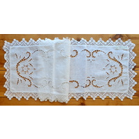 Crochet lace Pure Linen Handmade Super extra Long Table Runner Dresser Scarf 14 x 72 inches