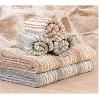 Organic Cotton Waterfall Towel Natural Colour Brown/Green Stripe Multi-Sizes