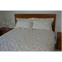 Double Bed Cover Set 400TC Cotton Ivory Flower No Tag No Label Factory Second