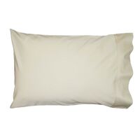 2 Pillow Cases Pure Cotton 1000TC per 10cm2 Plain Ivory 50x75cm Oversize
