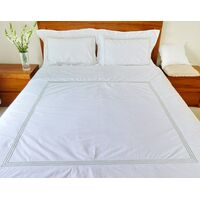 King Bed Cover Set Egyptian Cotton 300TC Super Fine Percale Gold Ribben Grid