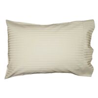 2 Pillow Cases Pure Cotton 1000TC per 10cm2 Ivory Stripe 50X75cn Oversize