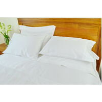 King Single Bed Sheet Set 500TC/10cm2 Pure Cotton Fitted Flat Pc White/Cream