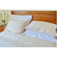 Queen Bed Fitted Sheet+2 Pillow Cases 1000TC/10cm2 Pure Cotton Plain Ivory