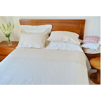 Queen Bed Fitted Sheet+2 Pillow Cases 1000TC/10cm2 Pure Cotton Ivory Stripe