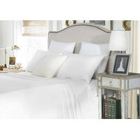 1800TC Queen Bed Cotton 4Pcs Sheet Set Fitted Flat Easy Care White/Ivory 