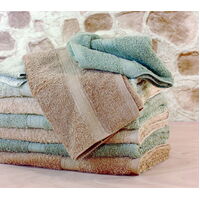 2 x Organic Cotton Bath Towels Gift Set Chemical Free Eco-Friendly Brown/Green