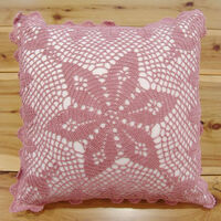 Hand Crochet Lace Cushion Cover Throw Pillow Cover Hand Made Pure Cotton Purple