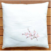 Botanical European Cushion Cover Pure Linen Square 18“ x 18" Embroidery Floral 