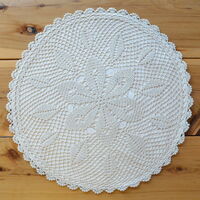 Hand Lace Cotton Cushion Cover Table Centre Piece Round 40 cm Ivory