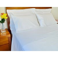 Queen Bed Sheet Set 1500TC/10cm2 Pure Cotton Fitted Flat Pcs White/Ivory