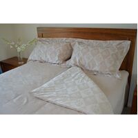 Organic Cotton Queen/King Sheet Duvet Set Cushion Cover Natural Brown Rose 