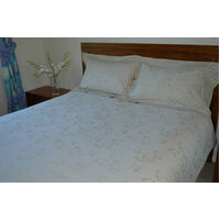 Organic Cotton Queen/King Duvet Set Cushion Cover Natural Green Floral No Dye