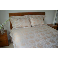 Organic Cotton Queen Bed Duvet Set Cushion Cover Floral Natural Brown No Dye