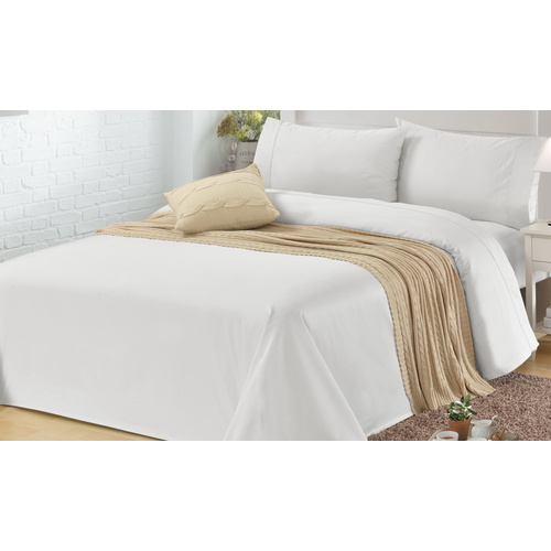 1200TC 3 Pieces Egyptian Cotton Sheet Set Single Bed White