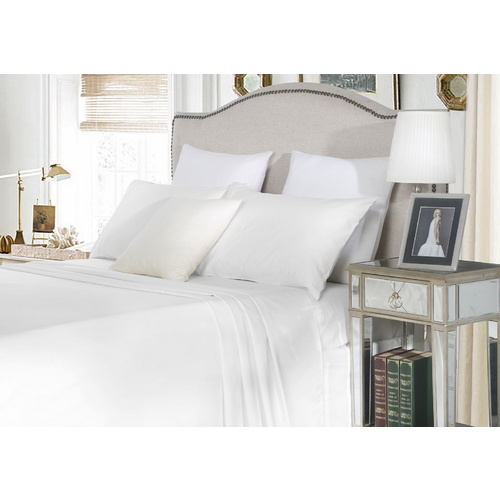 1500TC Pure Cotton Fitted Sheet Sets Ivory [Bed Size: Double Bed] [Color: Ivory]