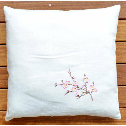 Botanical European Cushion Cover Pure Linen Square 18“ x 18" Embroidery Floral 