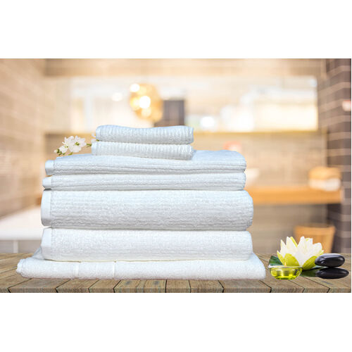 7 Pieces Egyptian Cotton Ribbon Bath Towels Set Mat Multi-Colours Hotel Grade