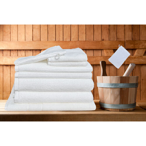 8 Pieces Egyptian Cotton Bath Towels Set Classic Ribbon 8 Colours With Bath Mat