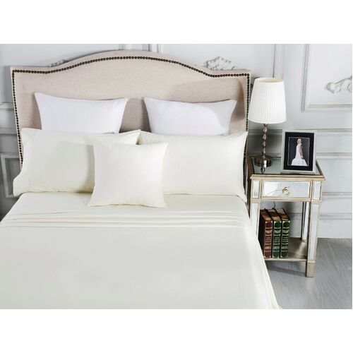 1500TC CVC Cotton 4Pcs Mega King Bed Sheet Set Fitted Flat Pillowcases Easy Care