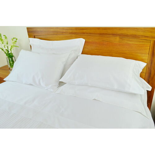 Double Bed Sheet Set 1000TC/10cm2 Pure Cotton Fitted Flat Pcs Plain White/Ivory