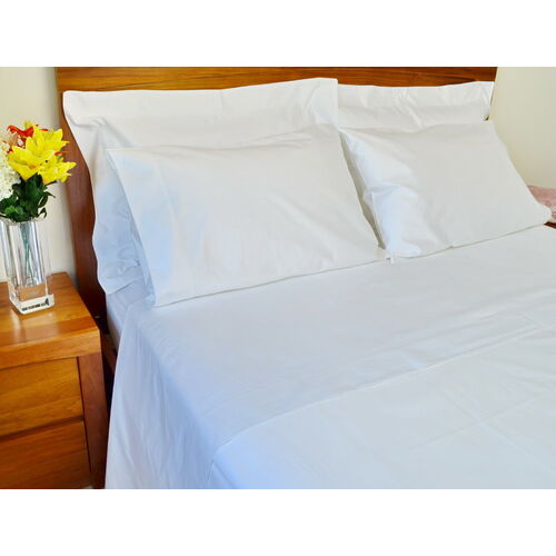 1500TC Sheet Set Fitted Flat Pillow Case QB KB DB SB XL 100% Cotton White/Ivory 