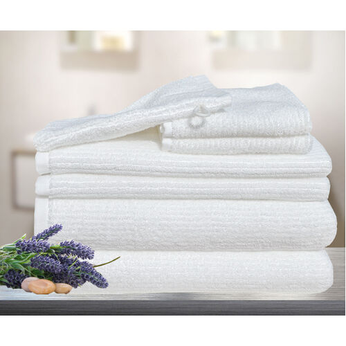 7 Pieces Egyptian Cotton Ribbon Bath Towels Set Glove Mitt Multi-Colours