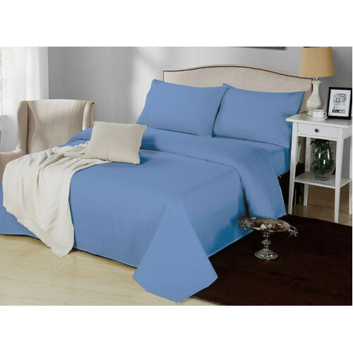 1000TC CVC Cotton King Single 3 Pieces Sheet Set Fitted Flat 5 Colours Easy Care