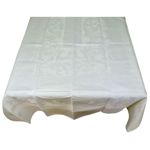 Large Irish Damask Linen Banquet Tablecloth 64" x 108" and Napkins White Weight Grade 