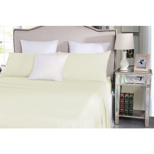 Classic Poly Cotton Sheet Sets 250TC Ivory More Size Options [Size: King Size]