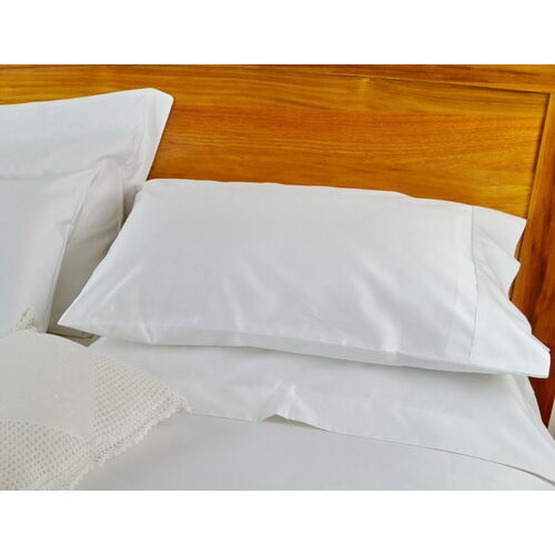 1000TC Cotton Fitted Sheet Set White [Bed Size: Queen Bed]