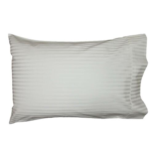 2 Pillow Cases Pure Cotton 1000TC per 10cm2 White Stripe 50x75cm Oversize