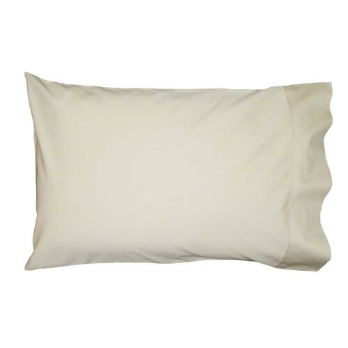 2 Pillow Cases Pure Cotton 500TC per 10cm2 Plain Ivory 50x75cm Oversize