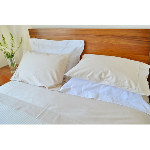 King Bed Fitted Sheet 1000TC/10cm2 Pure Cotton Plain Ivory