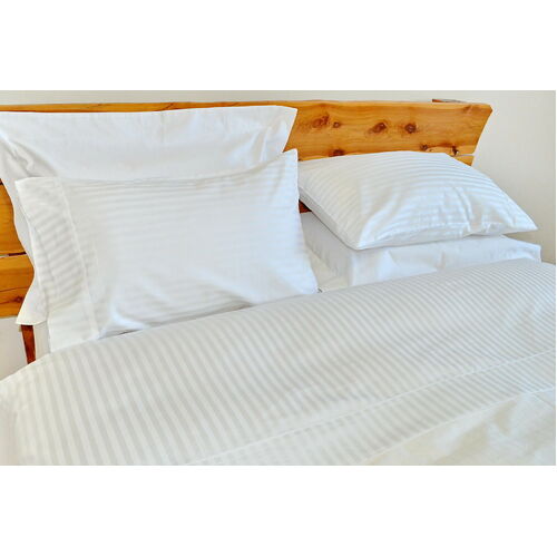 Queen Bed Fitted Sheet 1000TC/10cm2 Pure Cotton White Stripe