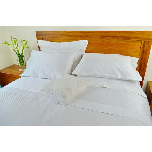 Queen Bed Fitted Sheet+Quilt Cover Set 1000TC Pure Cotton White (Plain