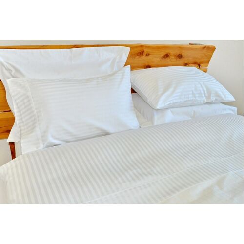 Double Bed Sheet Set 1000TC/10cm2 Pure Cotton White Stripe Factory Second